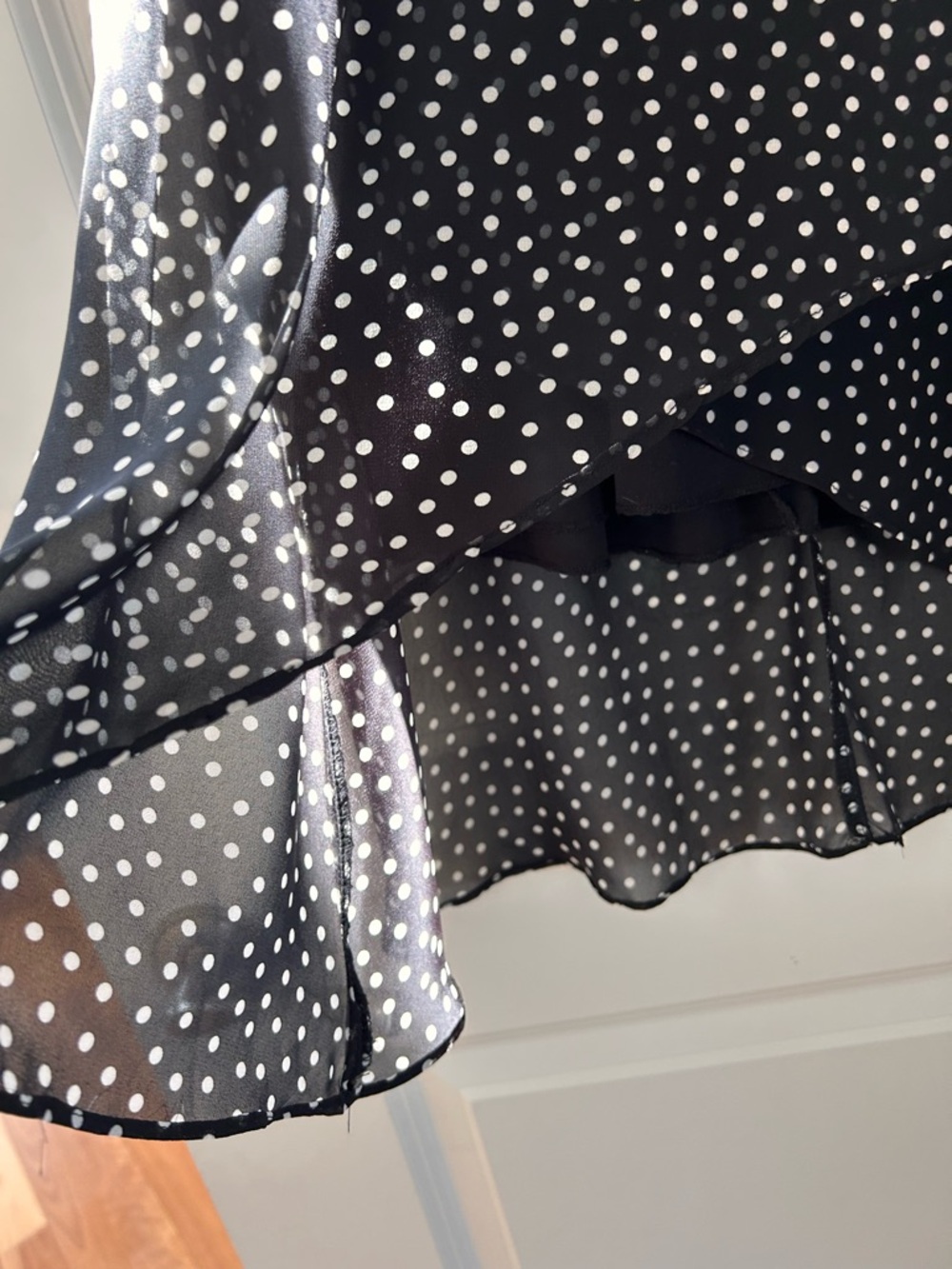 My Michelle Polka Dot Faux Wrap Skater Dress. Flutter Sleeve. Feminine. Retro. - Picture 3 of 12